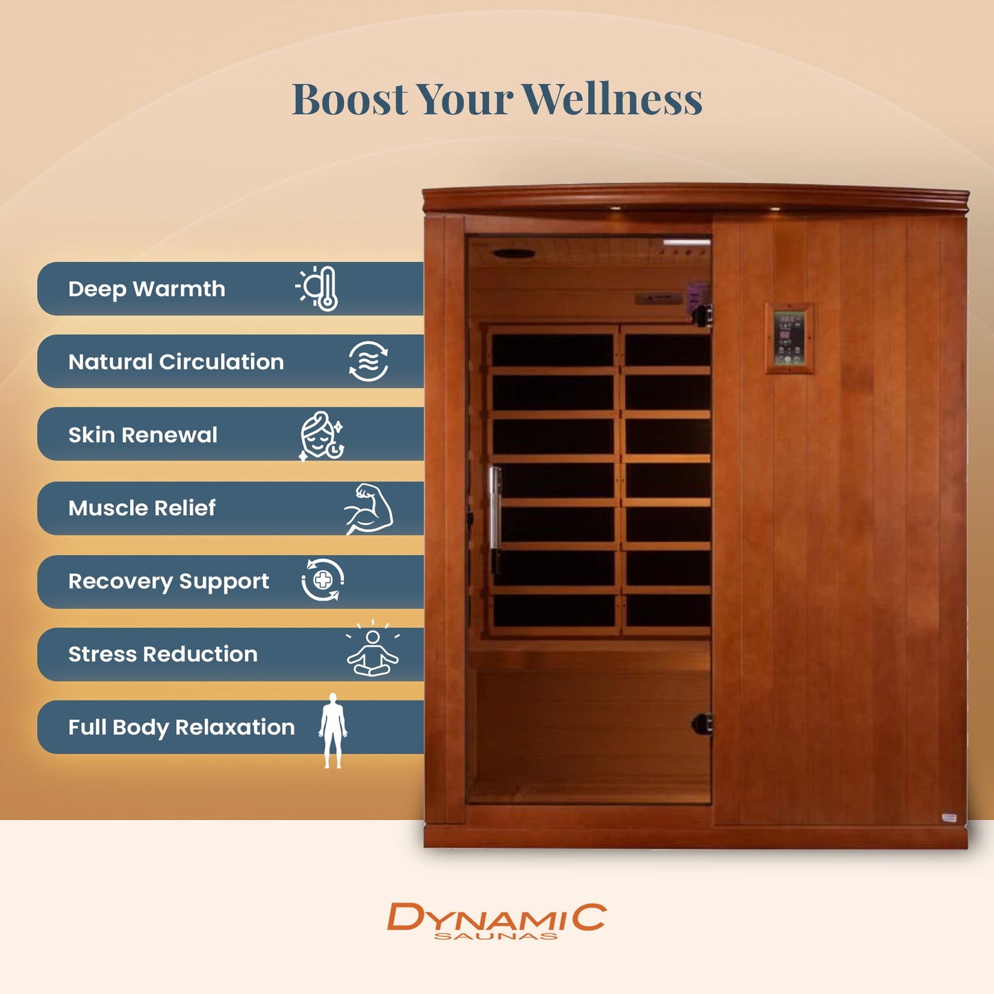 Madrid Elite 3 Person Low EMF Infrared Lighting Home Sauna