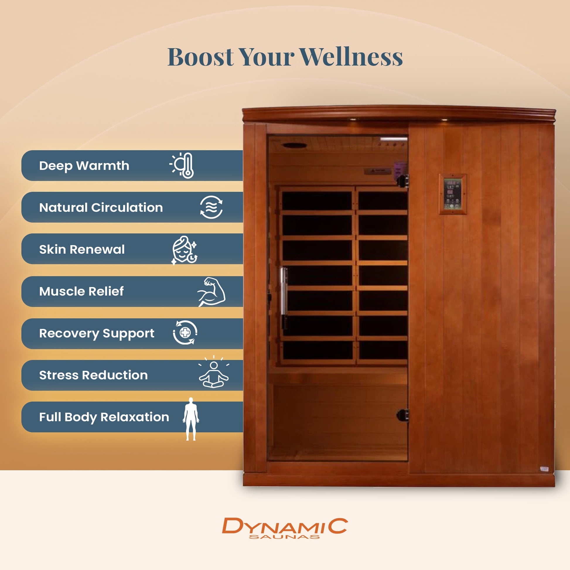 Madrid Elite 3 Person Low EMF Infrared Lighting Home Sauna