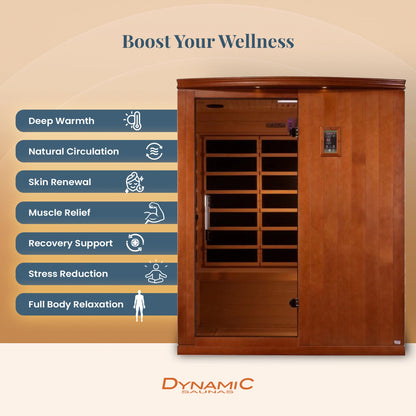 Madrid Elite 3 Person Low EMF Infrared Lighting Home Sauna