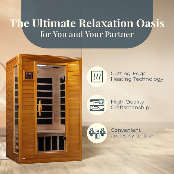Dynamic Saunas: Andora 2-Person Low EMF FAR Infrared Sauna Crafted from Luxurious Canadian Hemlock