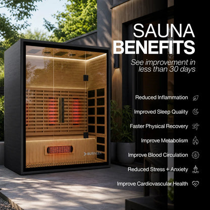Experience Ultimate Relaxation with the Burneek Onyxeek 3-Person Full-Spectrum Quartz Infrared Sauna Featuring Red Light Therapy