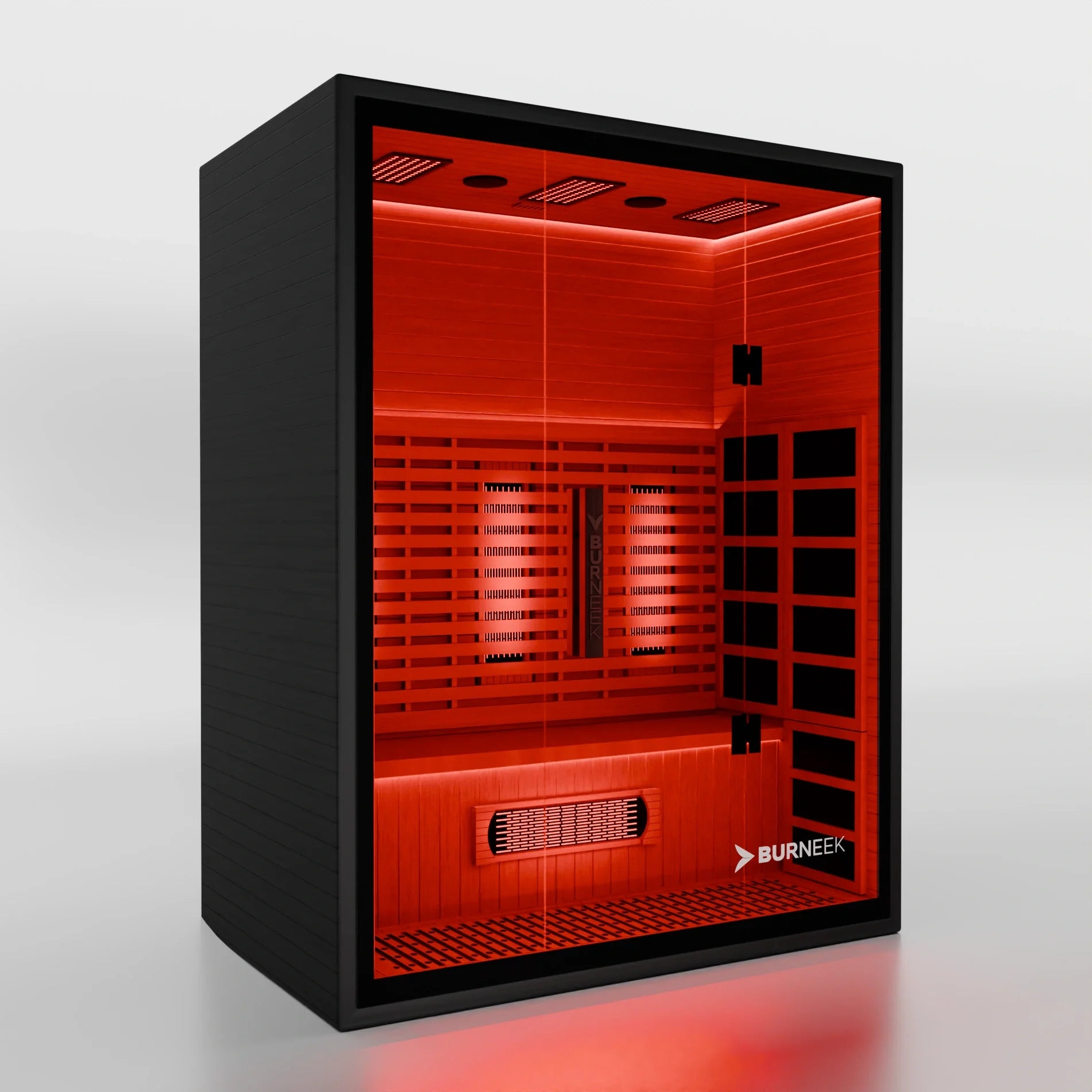 Experience Ultimate Relaxation with the Burneek Onyxeek 3-Person Full-Spectrum Quartz Infrared Sauna Featuring Red Light Therapy