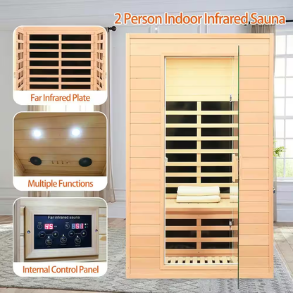 Moray 1-2 Person Indoor Hemlock Infrared Sauna Featuring 5 Advanced Far-Infrared Carbon Crystal Heaters