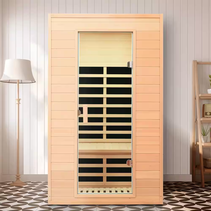 Moray 1-2 Person Indoor Hemlock Infrared Sauna Featuring 5 Advanced Far-Infrared Carbon Crystal Heaters
