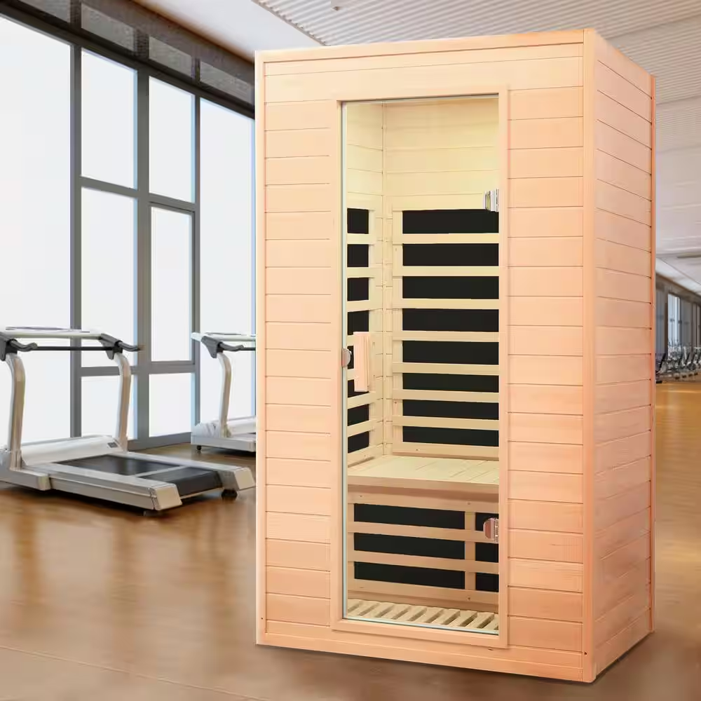 Moray 1-2 Person Indoor Hemlock Infrared Sauna Featuring 5 Advanced Far-Infrared Carbon Crystal Heaters