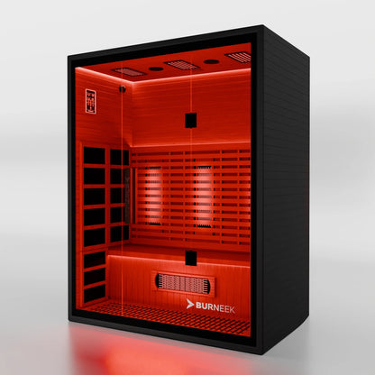 Experience Ultimate Relaxation with the Burneek Onyxeek 3-Person Full-Spectrum Quartz Infrared Sauna Featuring Red Light Therapy