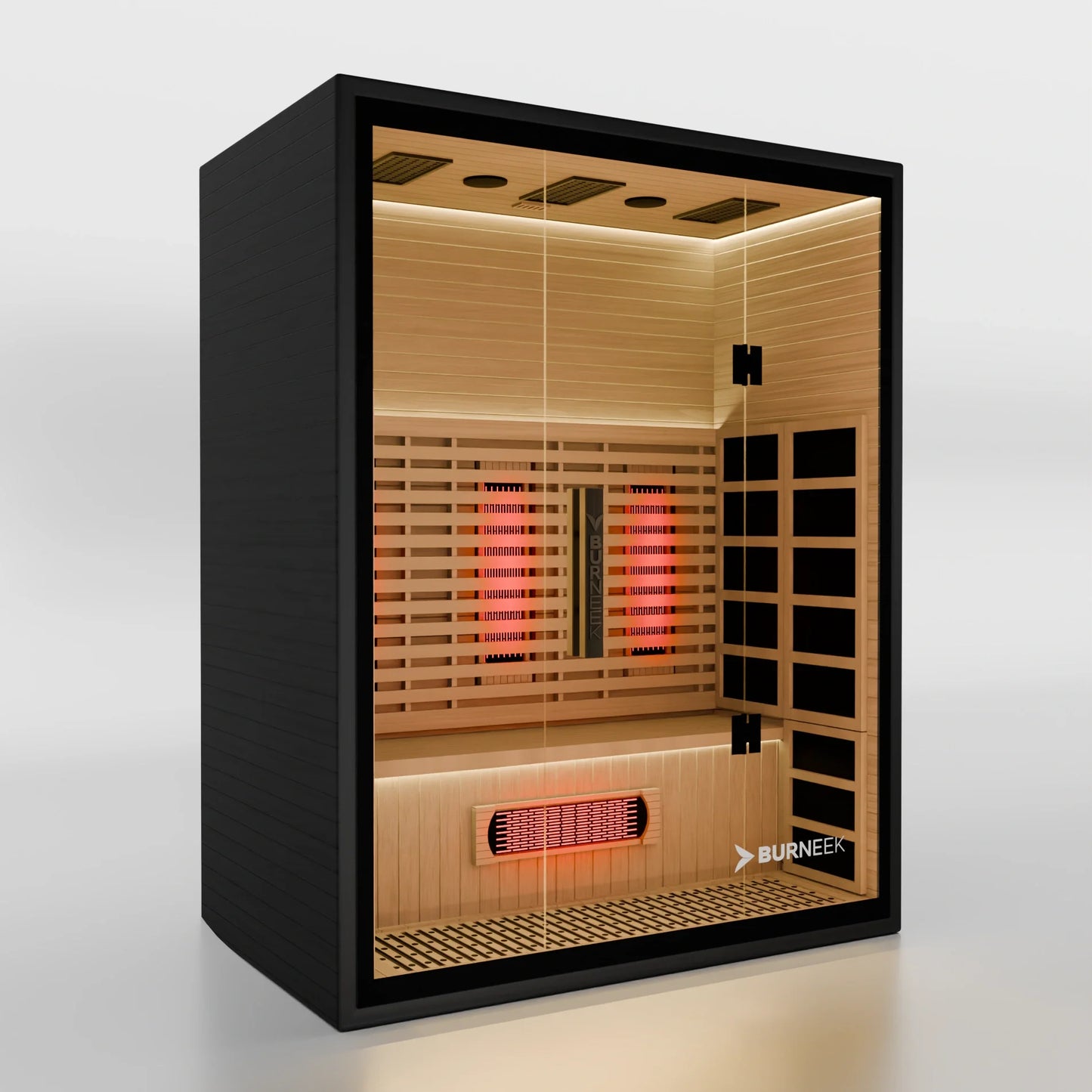 Experience Ultimate Relaxation with the Burneek Onyxeek 3-Person Full-Spectrum Quartz Infrared Sauna Featuring Red Light Therapy