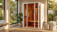 2 Person Extendable FAR Infrared Sauna for Home, Hemlock Wood Low EMF 6 Carbon Heaters Indoor Saunas with LED Lights, Bluetooth Speaker, Digital Control Panel, and Seating Bench — Lifestyle